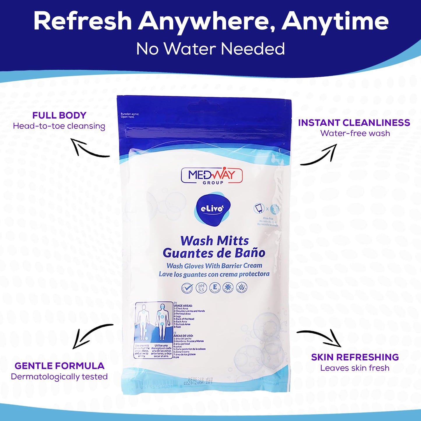 MedVance No Rinse Shampoo Cap, Rinse Free Shower Cap that Shampoos & Conditions, Elderly Care Products, Bedridden Patients, PH Balanced & Hypoallergenic, 3 Pack