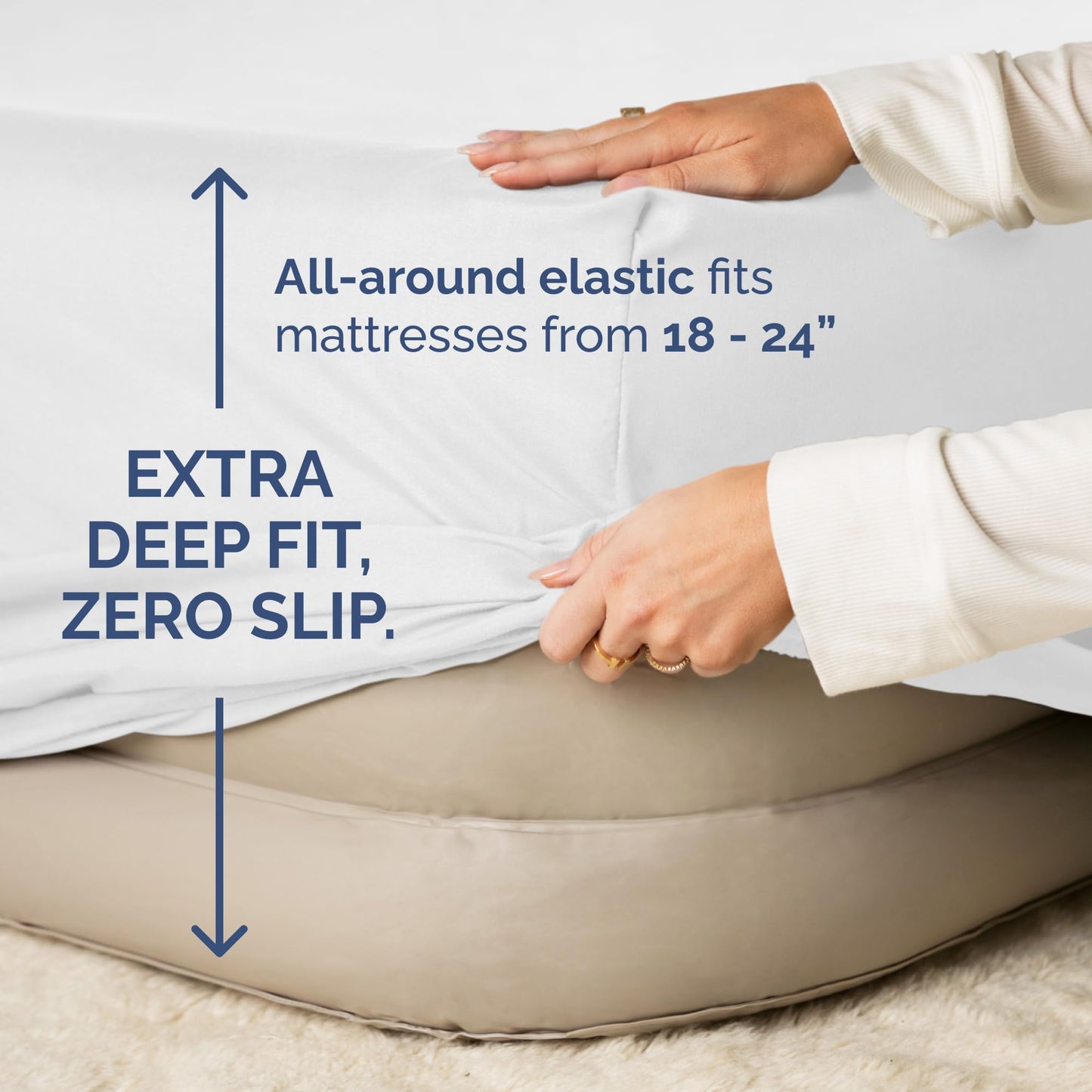 Air Mattress Sheet Set for Full Size - 4 Piece Breathable & Cooling Sheets w/Extra Deep Pockets - Fits Inflatable & Blow Up Air Mattresses Up to 24 Inches Thick - Soft and Wrinkle Free - Dark Grey