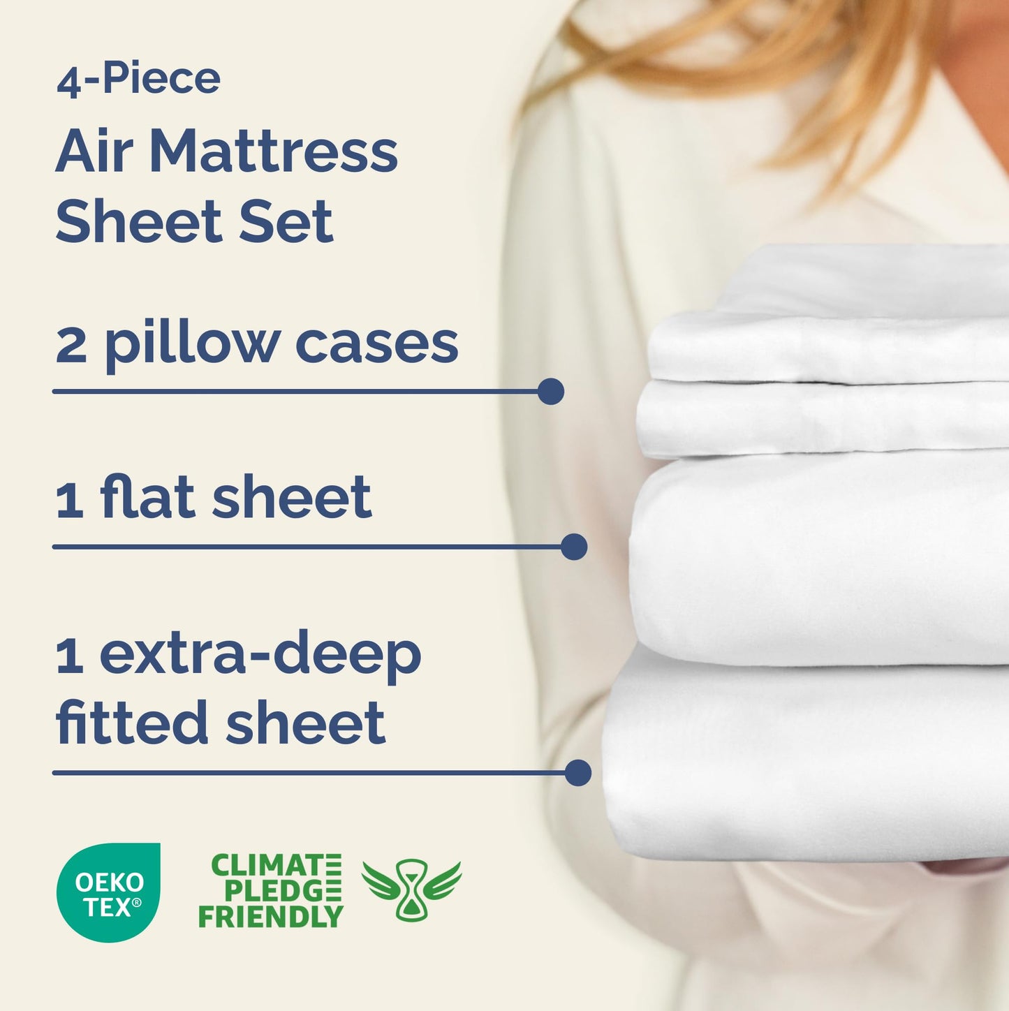 Air Mattress Sheet Set for Full Size - 4 Piece Breathable & Cooling Sheets w/Extra Deep Pockets - Fits Inflatable & Blow Up Air Mattresses Up to 24 Inches Thick - Soft and Wrinkle Free - Dark Grey