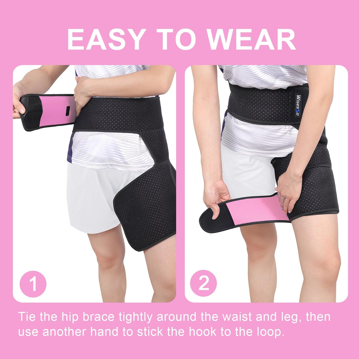 Hip Brace, Groin Wrap Hip Braces for Sciatica Pain Relief, Thigh Support for Groin, Thigh, Hamstring, Pulled Muscle Injury, Sciatic Nerve Brace For Men and Women, Pink