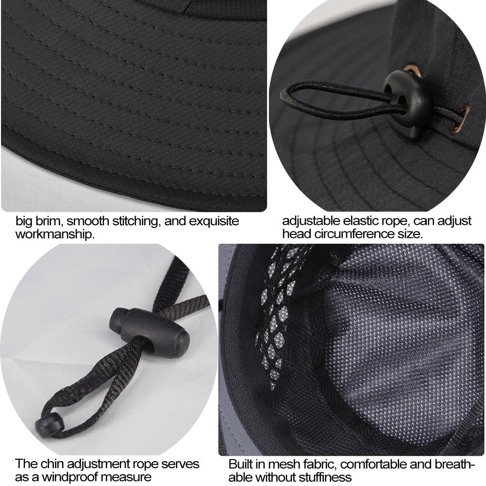 Sireck Fishing Hat, UPF50+ Wide Brim Sun Hat for Men Women, UV Protection Hiking Beach Bucket Hats Summer Safari Hat