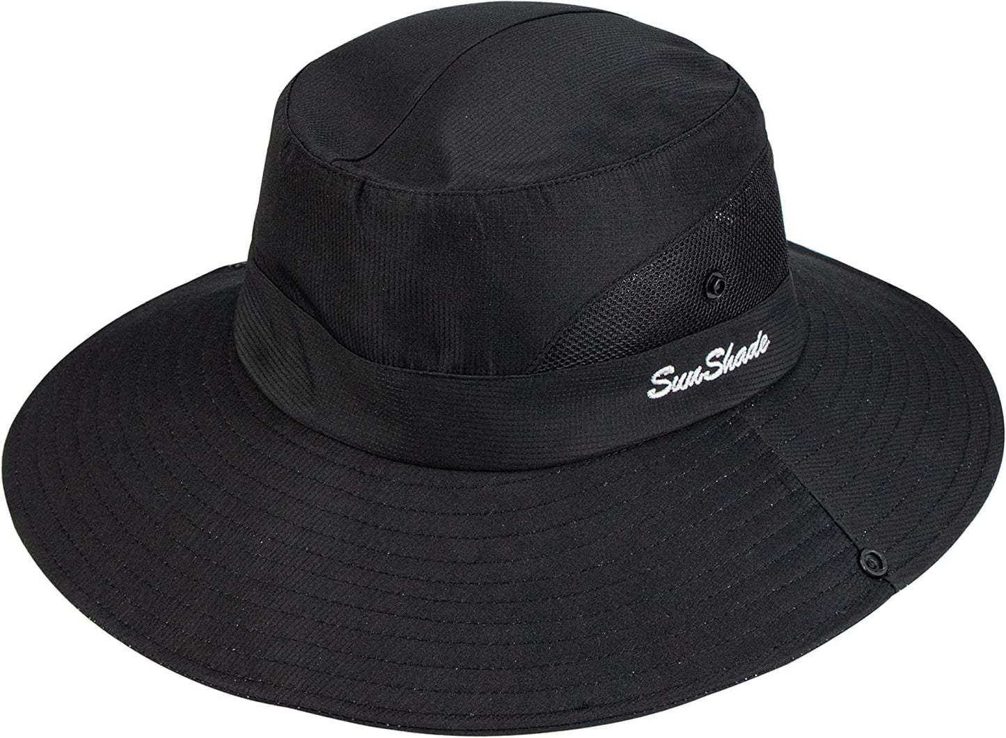 Womens Summer Sun Hat Beach Hat Wide Brim Outdoor UV Protection Hat Packable Mesh Bucket Hat with Ponytail Hole