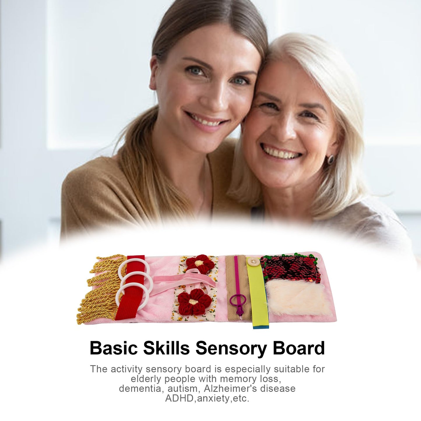 Sensory Blanket for Adults with Dementia, Dementia Activities for Seniors, Alzheimer's Products, Sensory Board with Buttons & Textures, Anxiety Relief Gifts for Elderly
