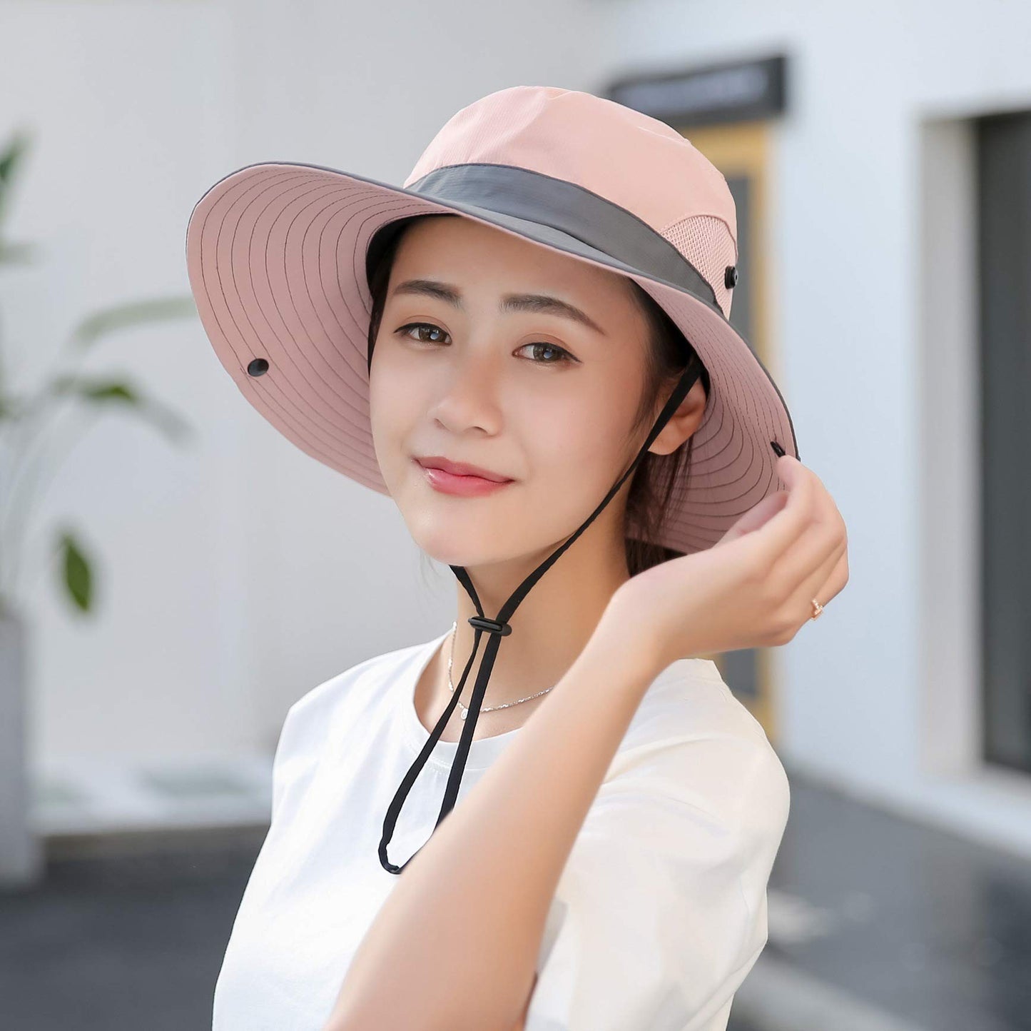 Women's Summer Sun-Hat Ponytail - Outdoor UV-Protection Mesh Wide Brim Foldable Hat with Ponytail Hole