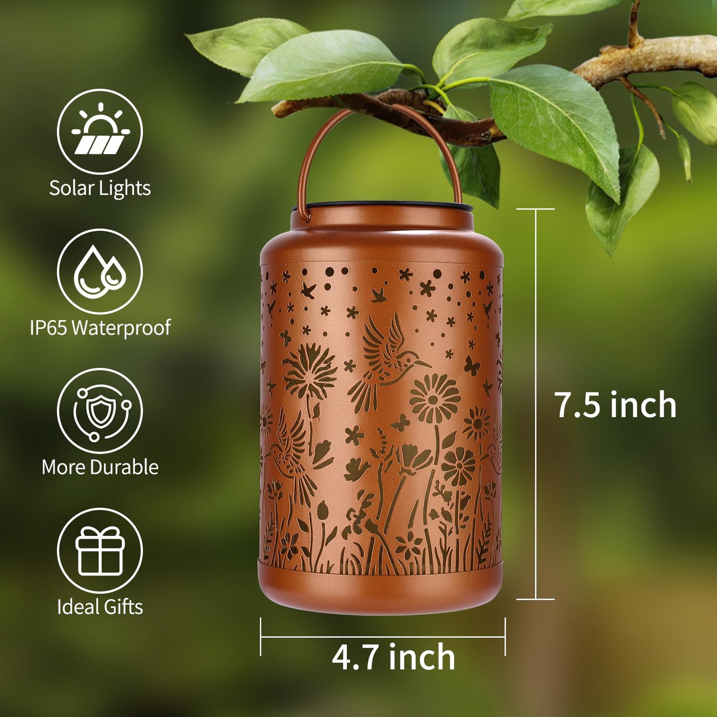 Solar Lanterns Outdoor Waterproof Hummingbird Solar Lights Outdoor Waterproof for Garden, Birthday Gifts for Women Mom Grandma, Garden Lights for Backyard, Patio Decor