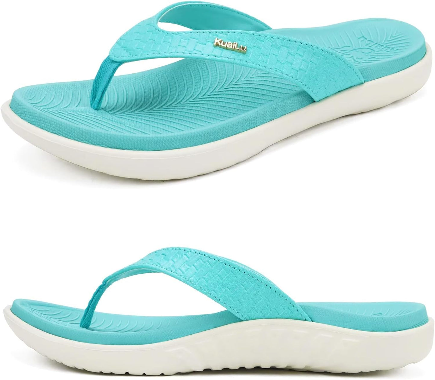 KuaiLu Womens Flip Flops Ladies Yoga Mat Comfortable Walking Thong Sandals With Plantar Fasciitis Arch Support Slip On Indoor Outdoor For Summer