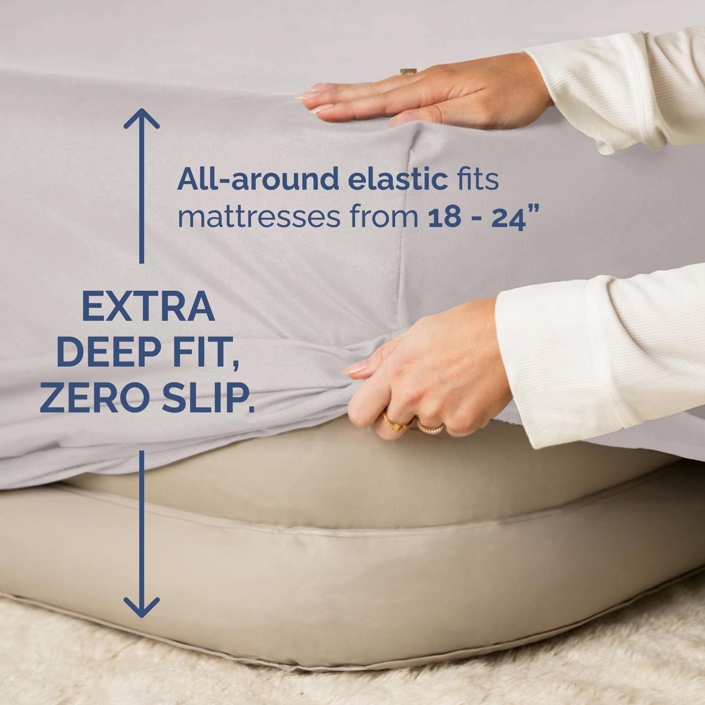 Air Mattress Sheet Set for Full Size - 4 Piece Breathable & Cooling Sheets w/Extra Deep Pockets - Fits Inflatable & Blow Up Air Mattresses Up to 24 Inches Thick - Soft and Wrinkle Free - Dark Grey