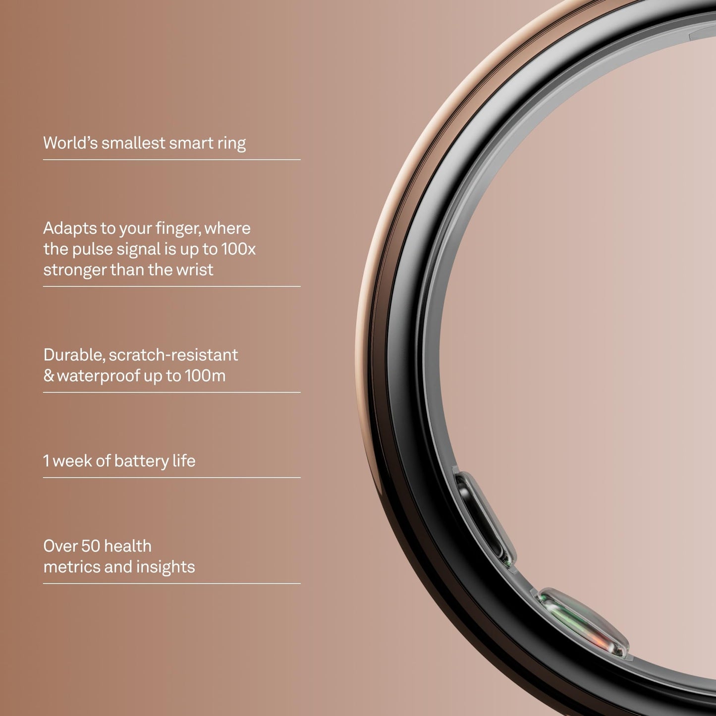 Oura Ring 5 - Gold - Size 8 - World’s Smallest Smart Ring - Sleep, Activity, Women’s Health, AI Advisor, 1 Week of Battery Life, Size Before You Buy, Android & iOS Compatible