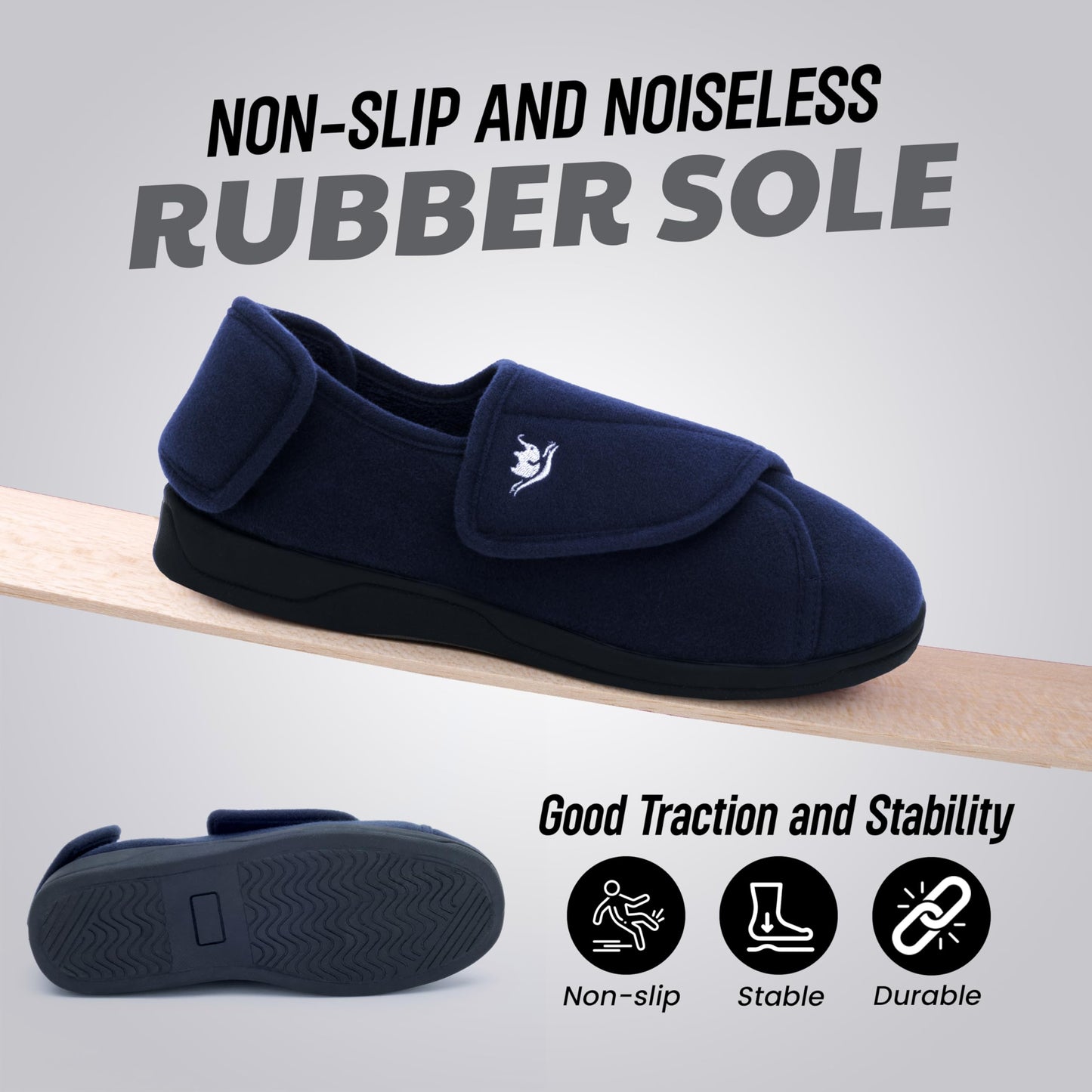Mens Extra Wide Width Diabetic Slippers Memory Foam With Adjustable Soft Non-Slip Orthopedic House Shoes for Elderly Swollen Feet, Arthritis, Edema