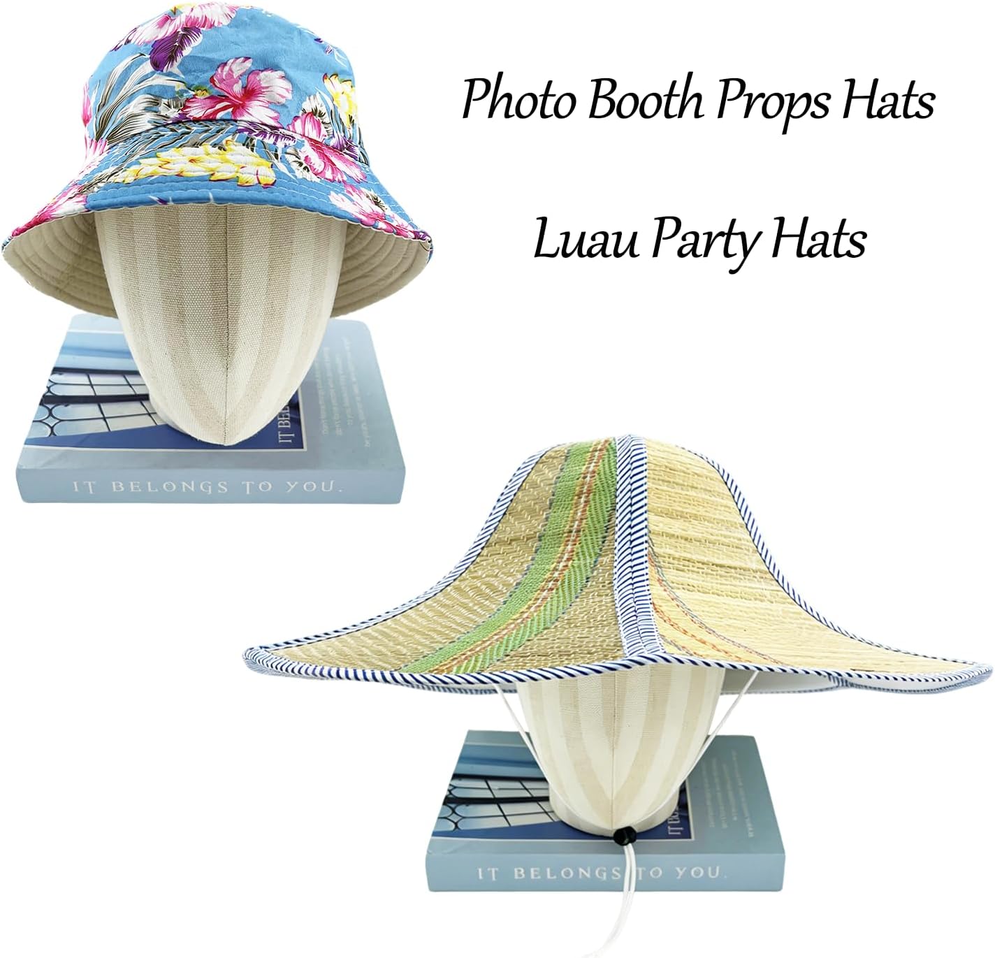 9 Assorted Funny Party Hawaiian Hats, Luau Party Photo Booth Props Hat Summer Dress Up Props Hatss for Adult Teen