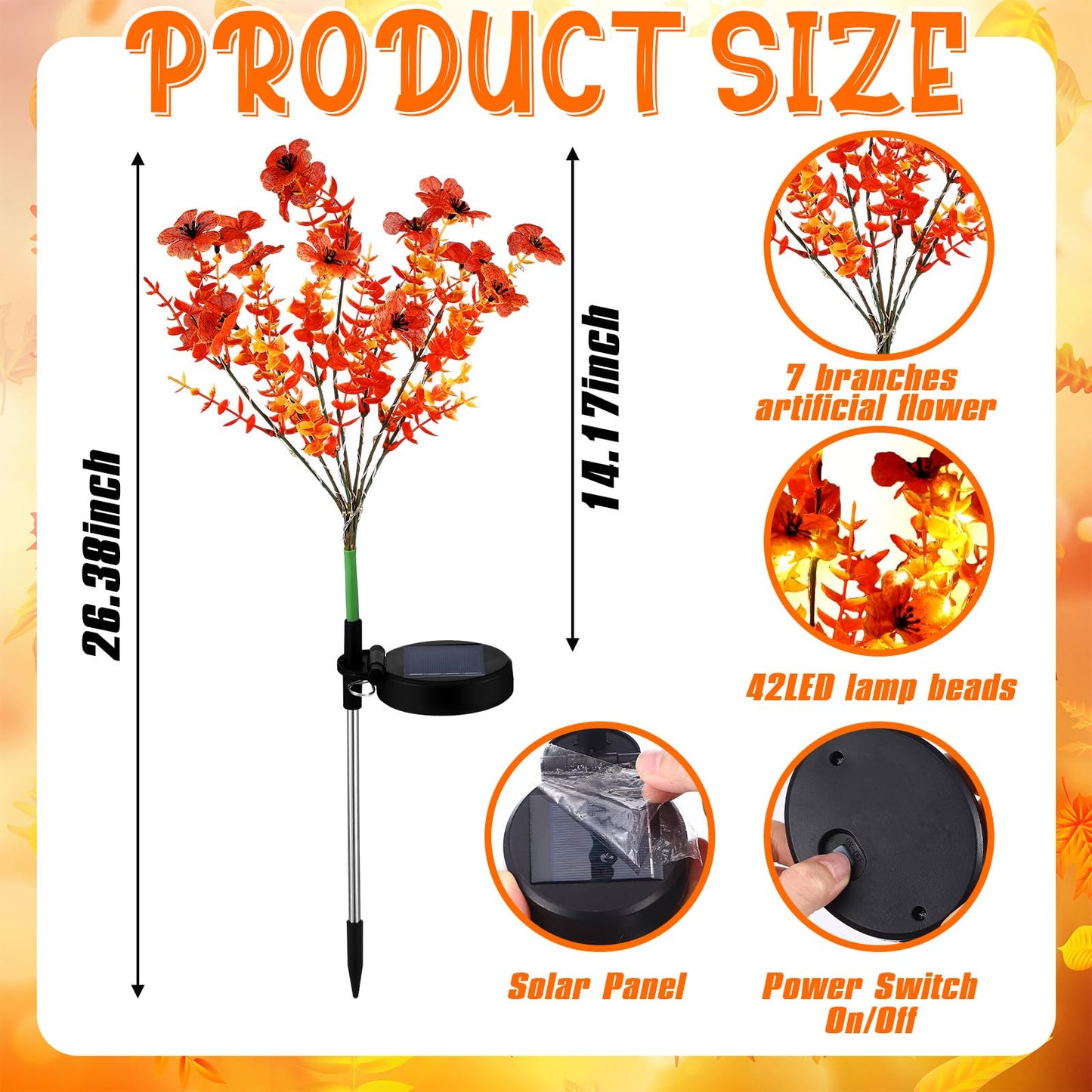 Glooglitter 2 Pack Solar Stake Lights Outdoor Decor Waterproof Mums Artificial Flowers Solar Lights for Outdoor Garden Yard Pathway Decor (Rose Red,Violet)