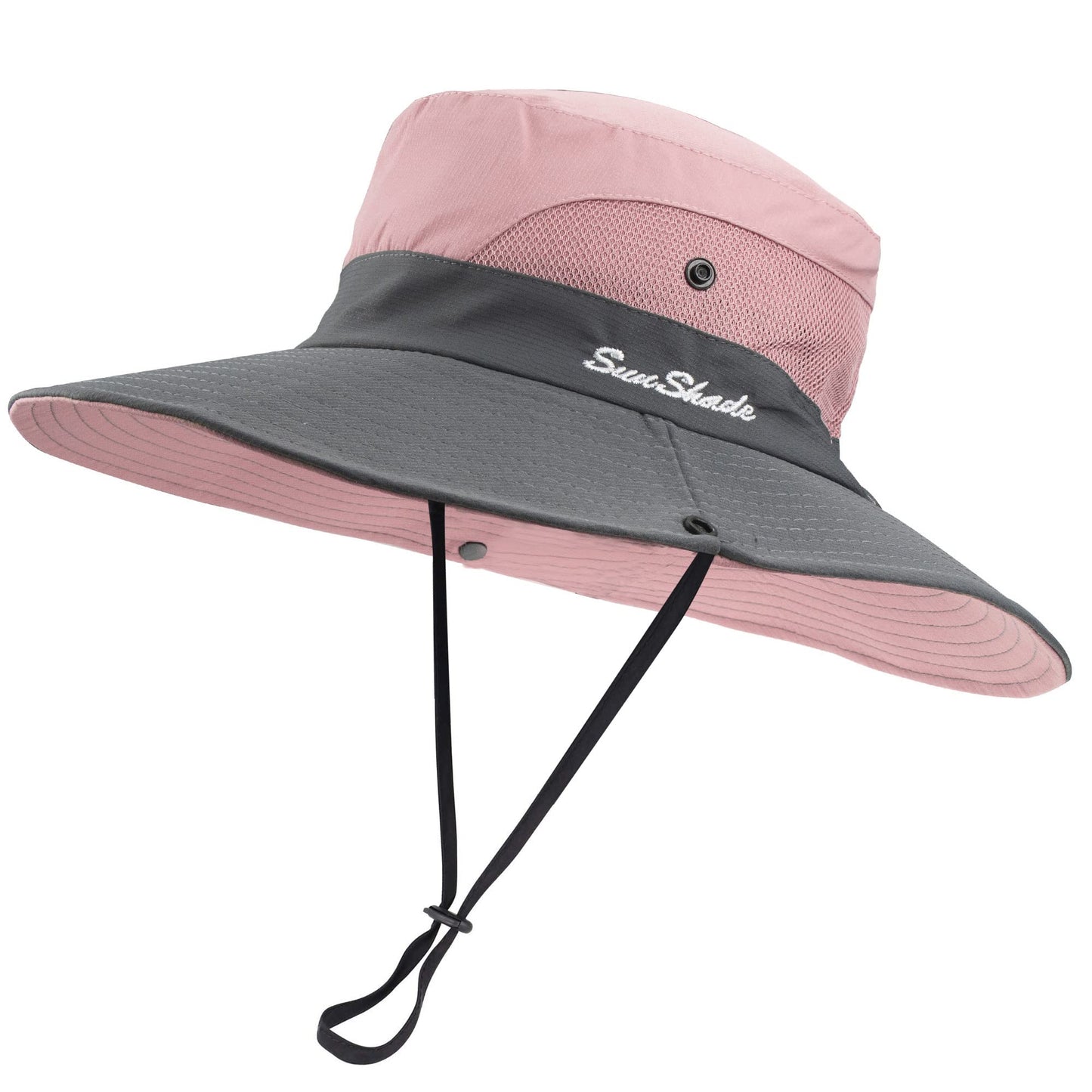 Women's Summer Sun-Hat Ponytail - Outdoor UV-Protection Mesh Wide Brim Foldable Hat with Ponytail Hole