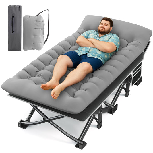 HABUTWAY Camping Cot with Mattress, 32" Extra Wide Camping Cots for Adults, Sleeping Cot for Adults Holds Up to 600LBS, Cots for Sleeping, Camp, Rv, Beach, Patio, Office Naps(Black)
