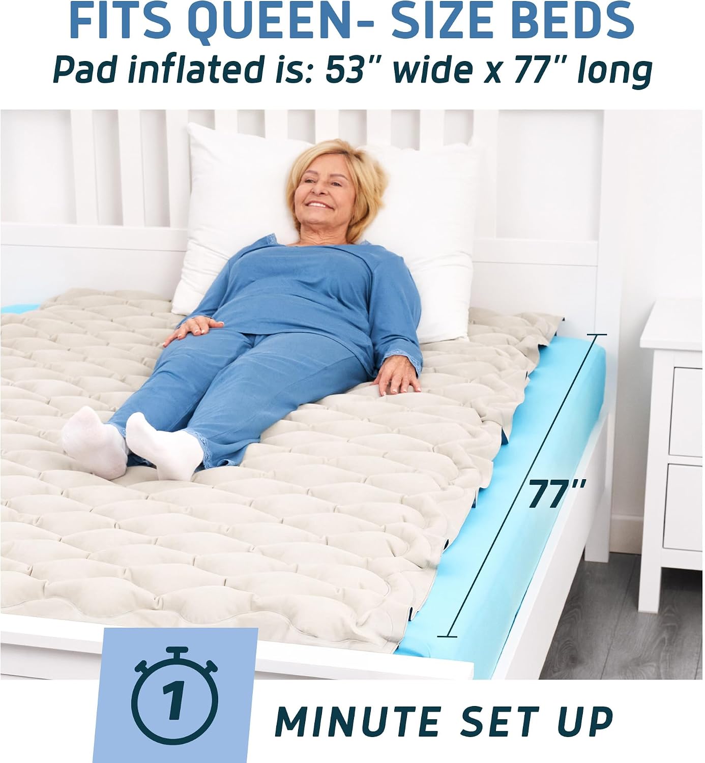 Lunderg Alternating Air Pressure Mattress Pad with Static Mode - Comfortable Bed Sore Prevention - Includes Waterproof Mattress Topper for Hospital Bed or Home & Quiet Pump - Doctors Recommended