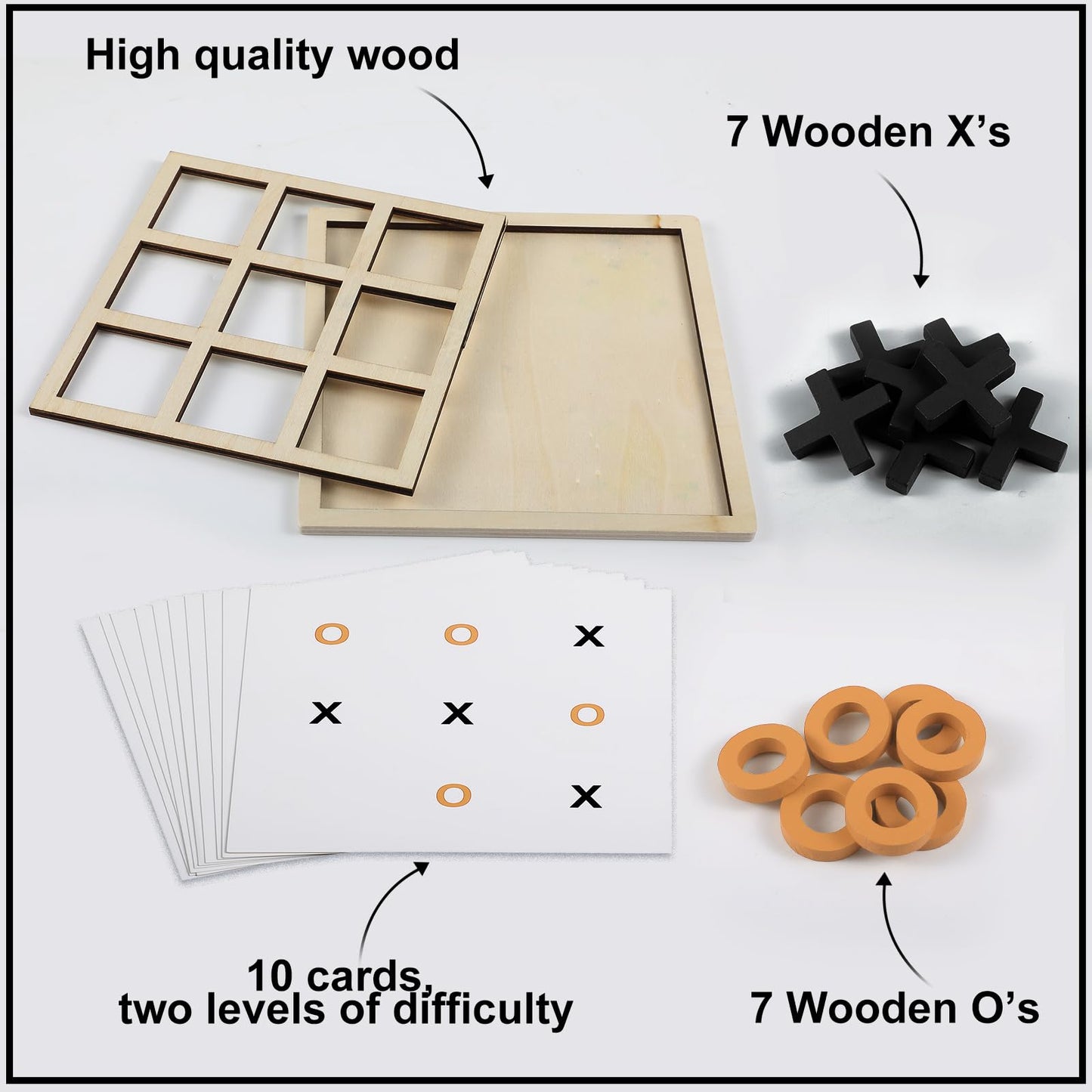 Seenelling Jumbo Wooden Tic Tac Toe Game Dementia Activities for Alzheimers Seniors with Matching and Puzzle Templates XO Chess Board Game for Elderly Engaging Table Decor(Blue, Red)