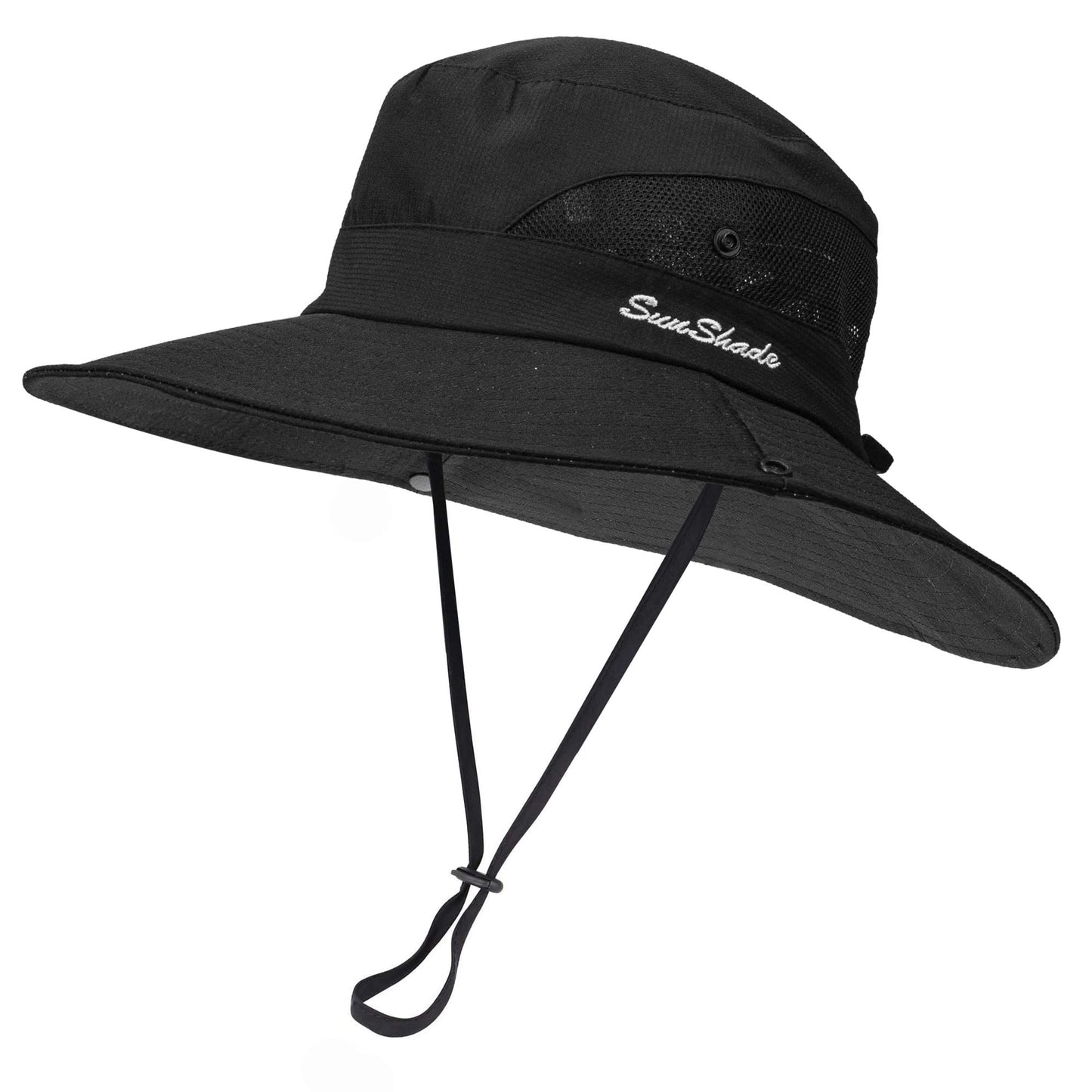 Women's Summer Sun-Hat Ponytail - Outdoor UV-Protection Mesh Wide Brim Foldable Hat with Ponytail Hole