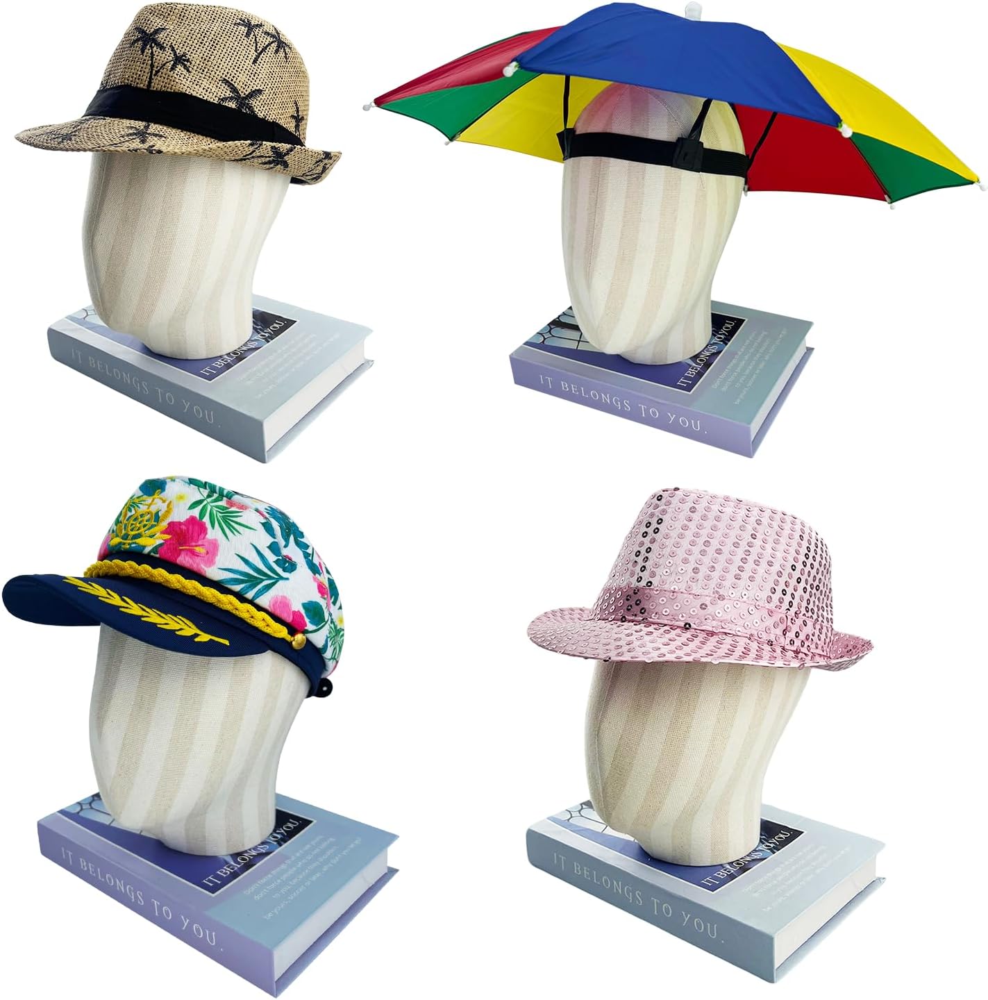 9 Assorted Funny Party Hawaiian Hats, Luau Party Photo Booth Props Hat Summer Dress Up Props Hatss for Adult Teen