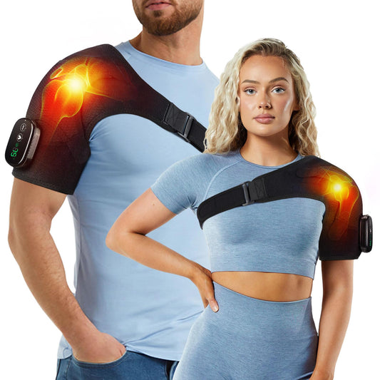 Heated Shoulder Wrap with Massage, Shoulder Heating Pad for Rotator Cuff Frozen Shoulder, Cordless Shoulder Heating Pads Shoulder Massager with Heat