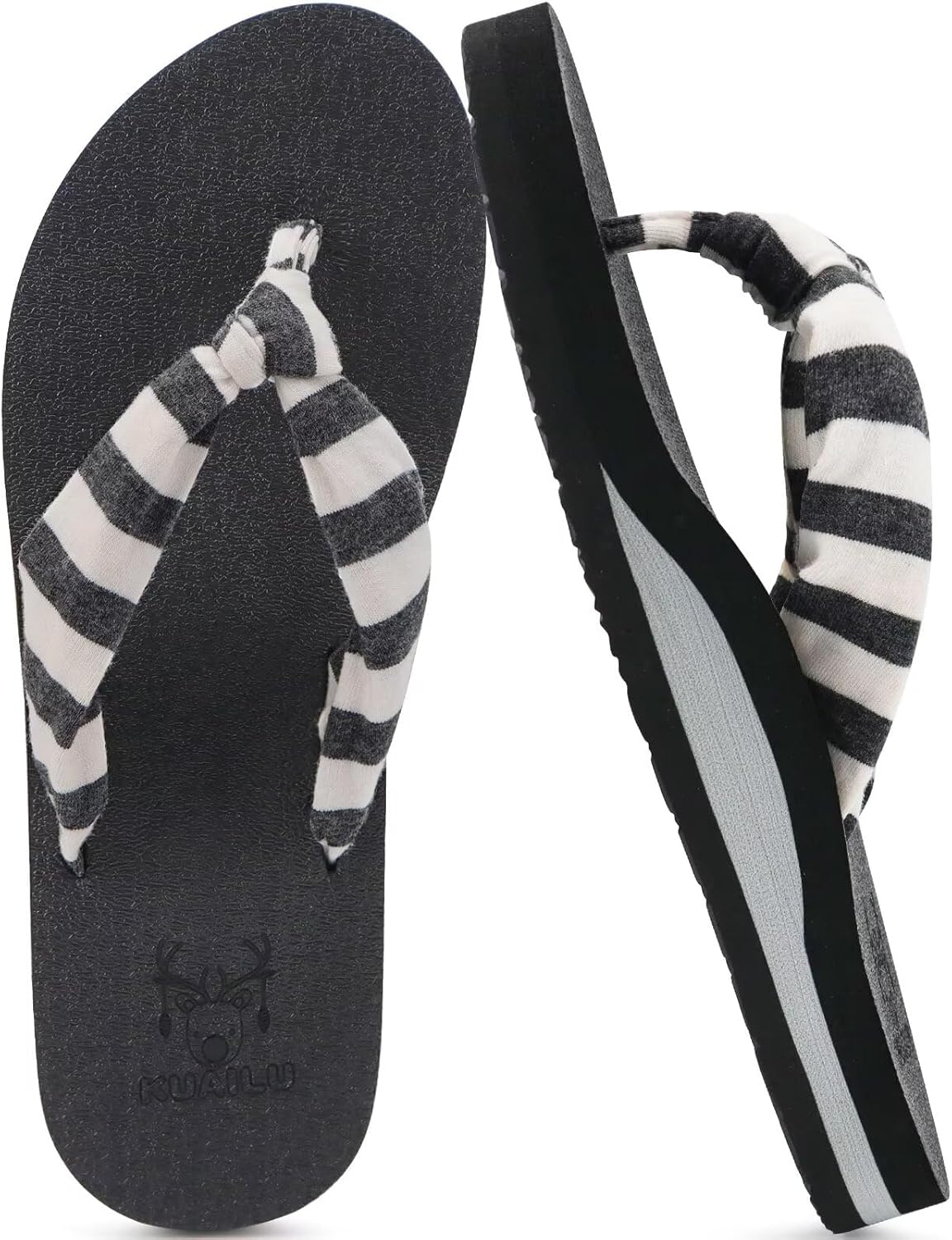 KuaiLu Flip Flops for Women with Arch Support Yoga Mat Comfortable Summer Beach Walking Thong Cushion Sandals Slip On Indoor Outdoor