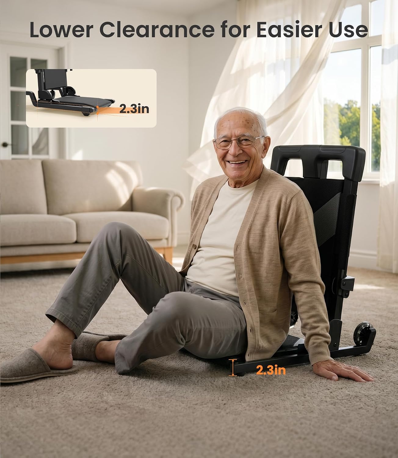 VOCIC Electric Chair Lift Get Up from Floor, Ultra-Compact Chair Lift with T-Stabilized Base, Easy Mobility Design for Seniors, Helps Stand from Floor