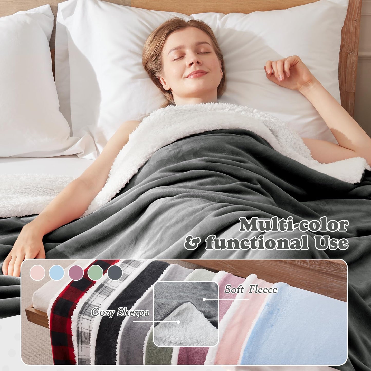 Heated Blanket Throw Size - Fast Warming with 6 Heat Settings & 4 Hours Auto-Off, Electric Throw Blanket for Couch, 50"x60", Grey