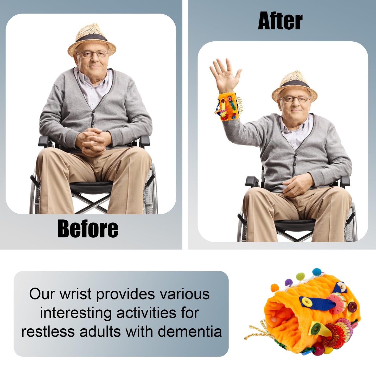 Sensory Blanket for Adults with Dementia, Dementia Activities for Seniors, Alzheimer's Products, Sensory Board with Buttons & Textures, Anxiety Relief Gifts for Elderly