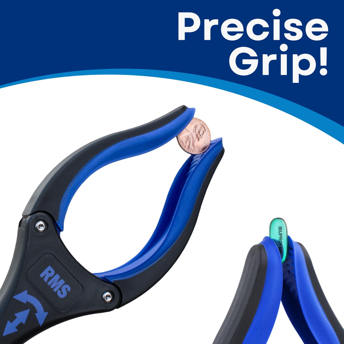 RMS 34 Inch Extra Long Reacher Grabber - Foldable Gripper and Reaching Tool with Rotating Jaw