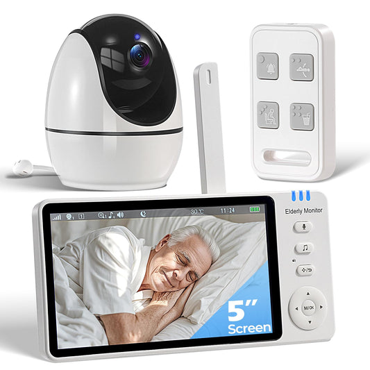 Elderly Monitor with Camera and Audio, Two-Way Talk Baby Monitors for Elderly Care, Call Button, Med Reminder Camera for Elderly Monitoring, for Seniors, Dementia Patients (No WiFi)