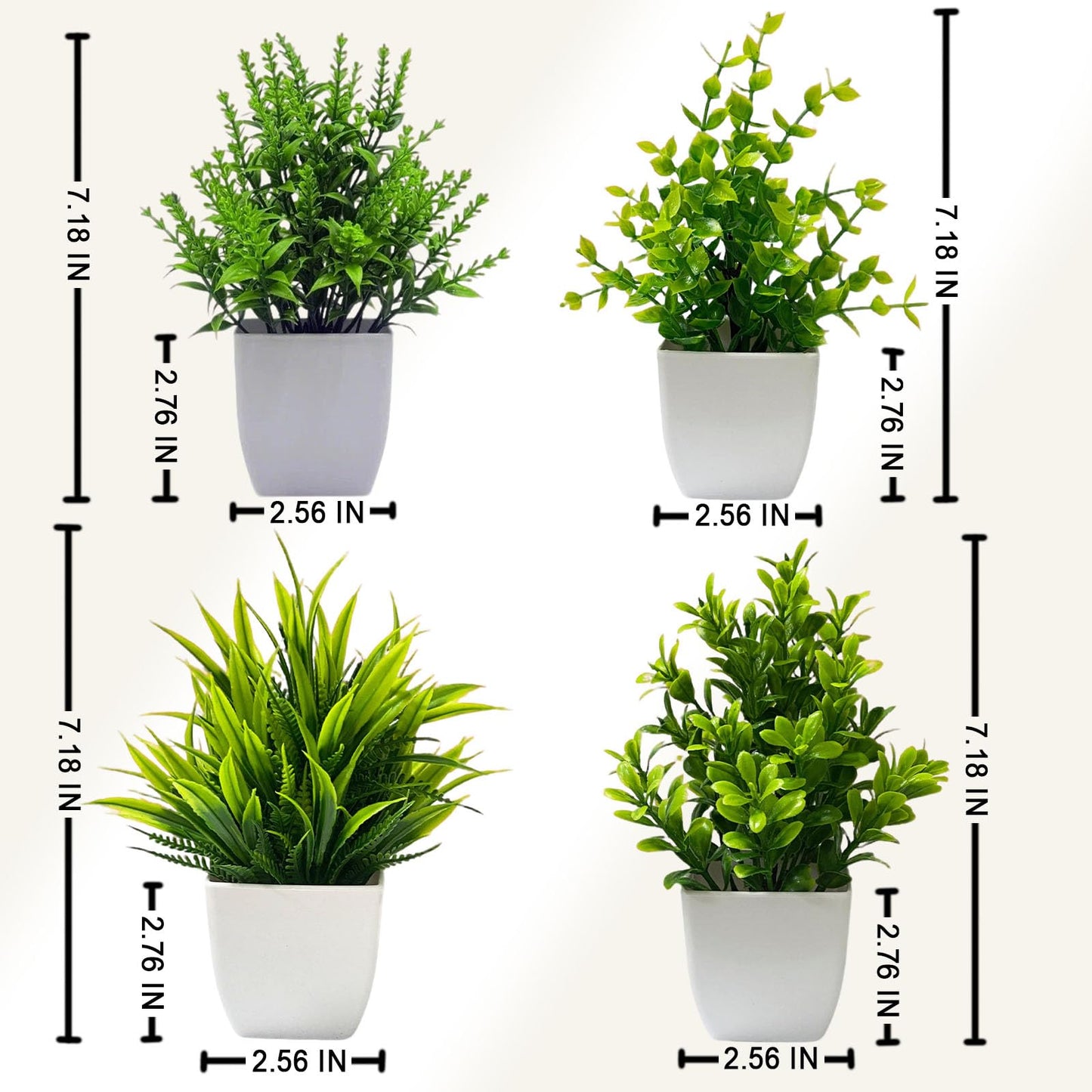 SZC&MFZ Small Fake Plants,4 PCS Artificial Potted Flowers for Home,Bathroom, Room, Bedroom, Living Room, Kitchen and Office Decor.