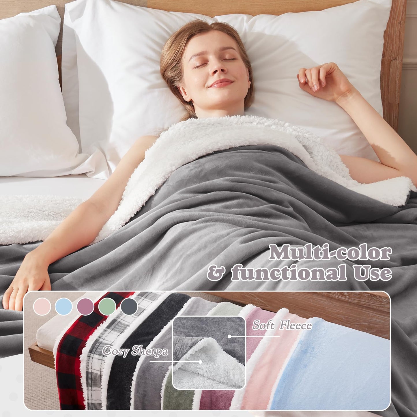 Heated Blanket Throw Size - Fast Warming with 6 Heat Settings & 4 Hours Auto-Off, Electric Throw Blanket for Couch, 50"x60", Grey