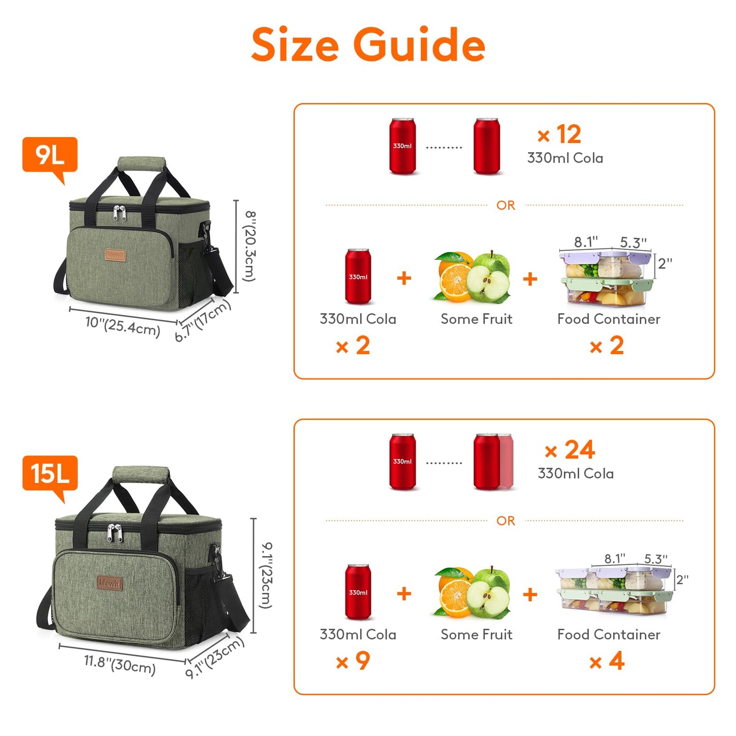 Lifewit Medium Lunch Bag, Insulated Lunch Box, Soft Cooler Cooling Tote for Adult Men Women, Black 12-Can (9L)