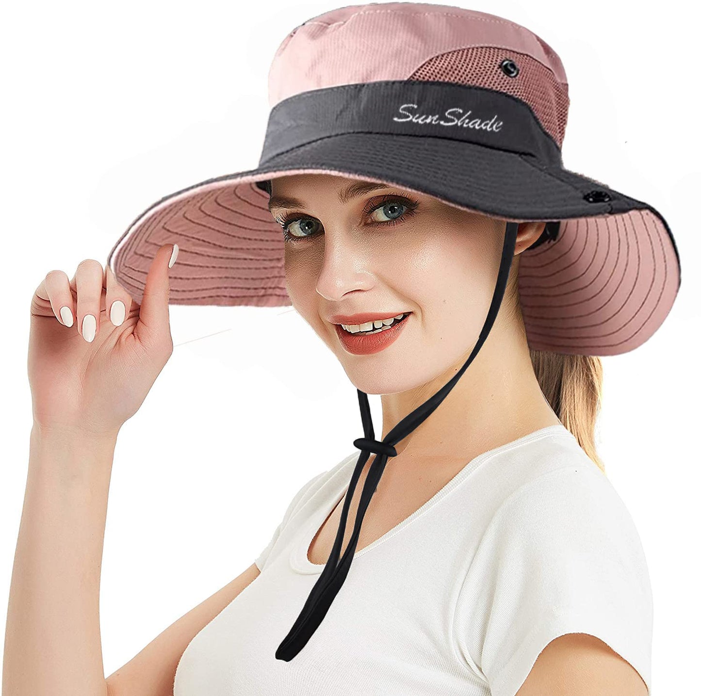 Women's Summer Sun-Hat Ponytail - Outdoor UV-Protection Mesh Wide Brim Foldable Hat with Ponytail Hole