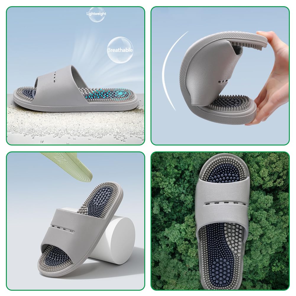 Acupressure Massage Slippers Acupressure Foot Massager Shoes Reflexology Sandals Gift for Men Women Reduce Feet Neuropathy Pain Relief and Tension (Pink,US Women 6.5-7.5/Men 5-6)