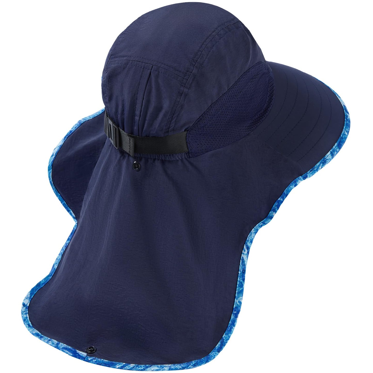 BASSDASH UPF 50+ Unisex Water Resistant Wide Brim Sun Hat with Large Neck Flap Ponytail Fishing Hat for Men Women