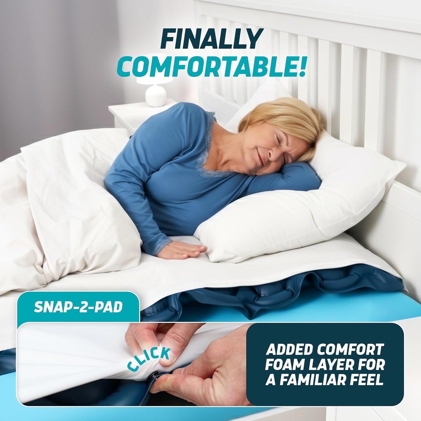 Lunderg Alternating Air Pressure Mattress Pad with Static Mode - Comfortable Bed Sore Prevention - Includes Waterproof Mattress Topper for Hospital Bed or Home & Quiet Pump - Doctors Recommended