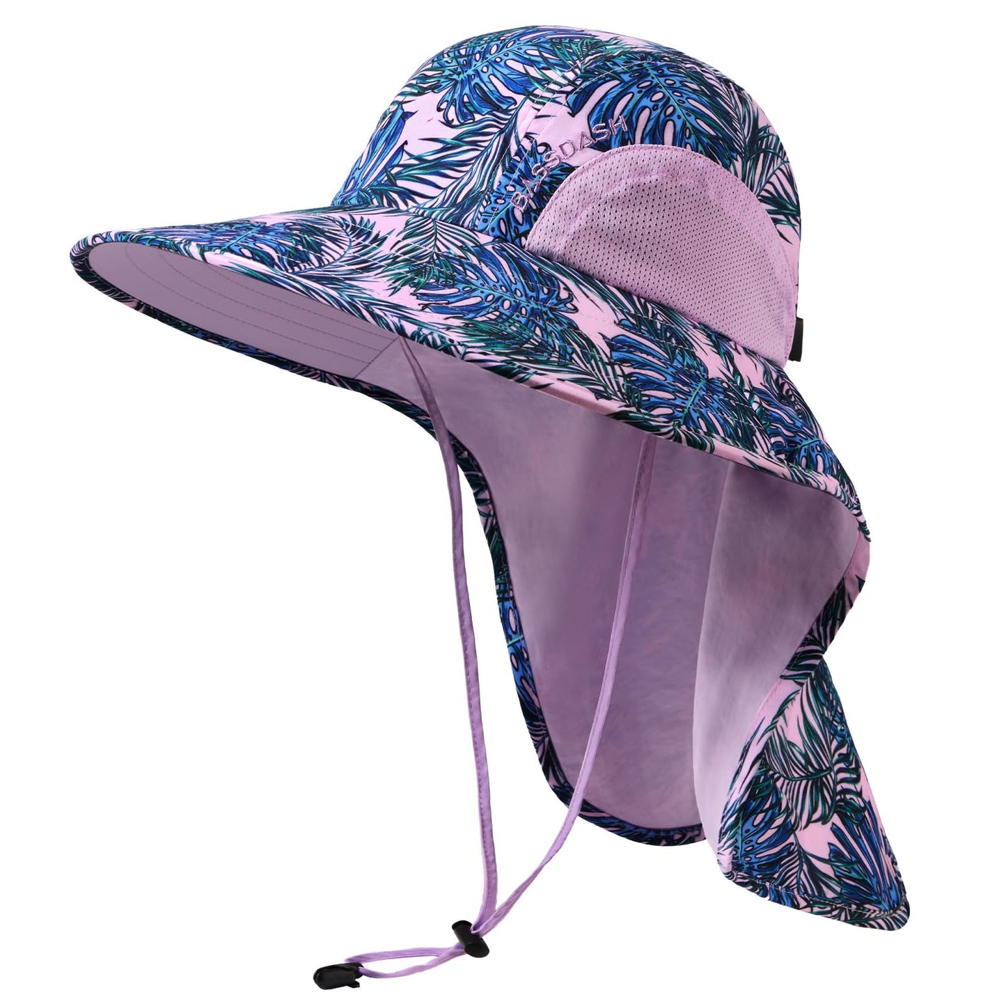 BASSDASH UPF 50+ Unisex Water Resistant Wide Brim Sun Hat with Large Neck Flap Ponytail Fishing Hat for Men Women