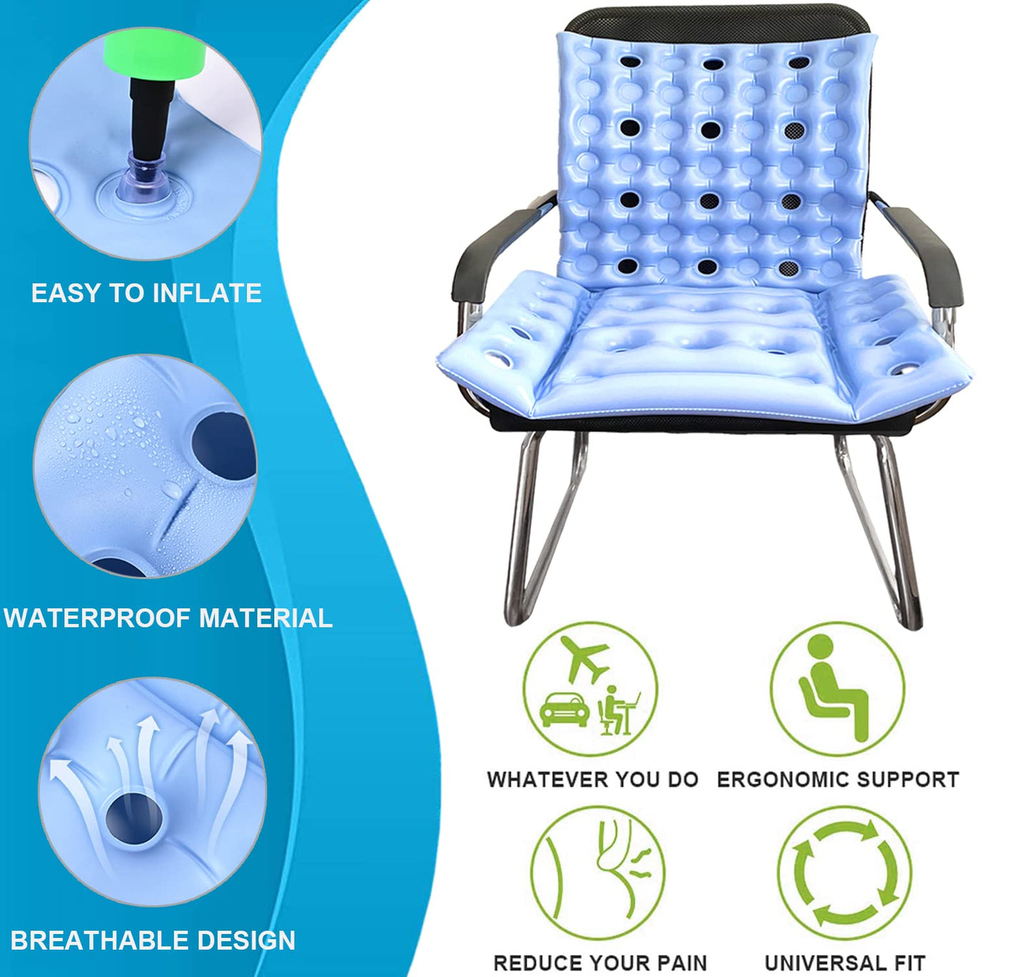 Inflatable Seat Cushions - Waffle Cushion for Pressure Sores - Bed Sore Cushions for Butt - Inflatable Seat Cushion for Travel - Pressure Sore Cushions for Sitting in Recliner
