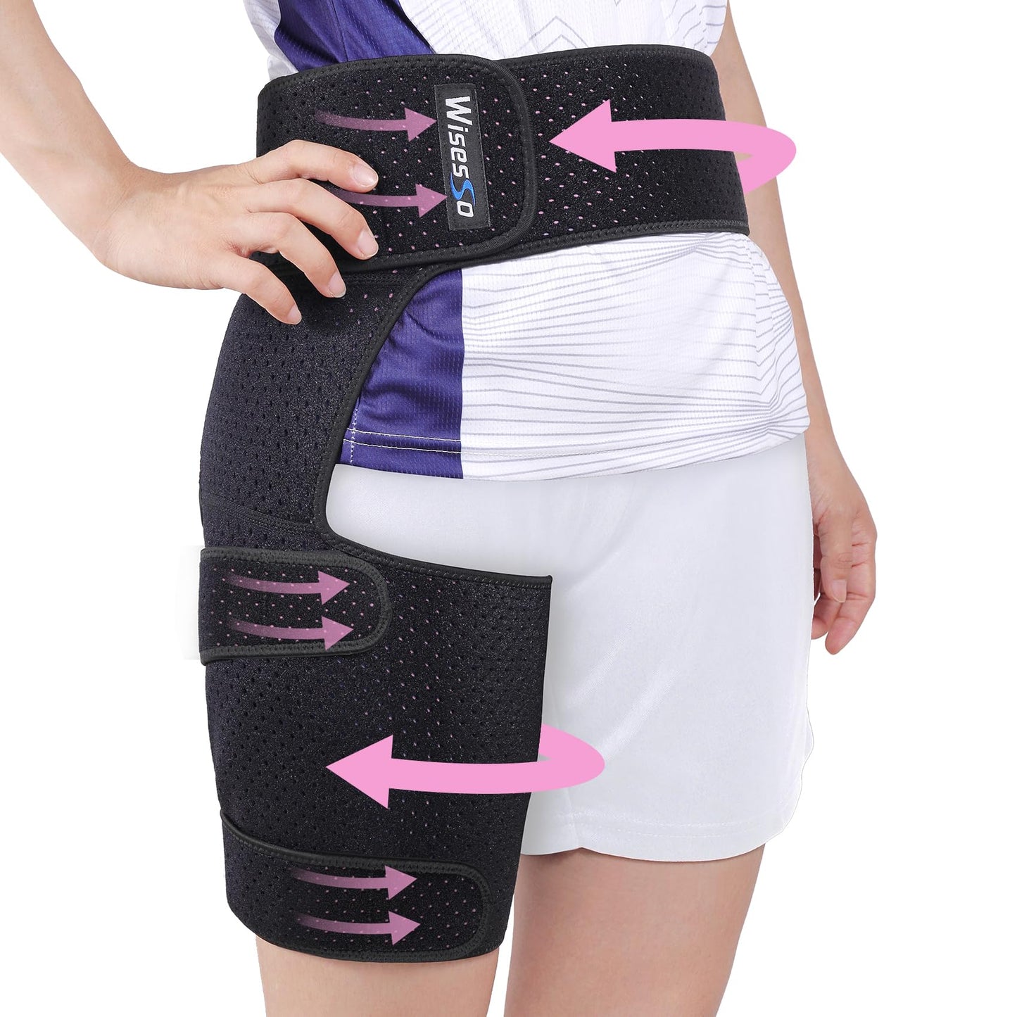 Hip Brace, Groin Wrap Hip Braces for Sciatica Pain Relief, Thigh Support for Groin, Thigh, Hamstring, Pulled Muscle Injury, Sciatic Nerve Brace For Men and Women, Pink