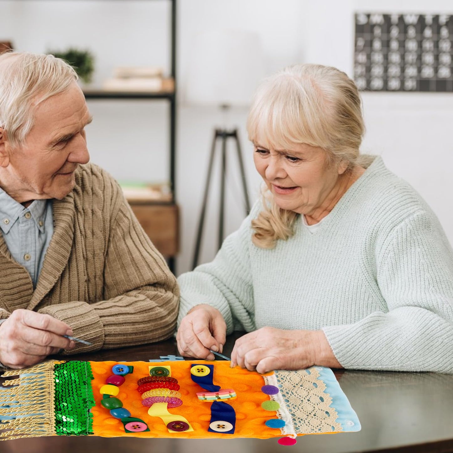 Sensory Blanket for Adults with Dementia, Dementia Activities for Seniors, Alzheimer's Products, Sensory Board with Buttons & Textures, Anxiety Relief Gifts for Elderly