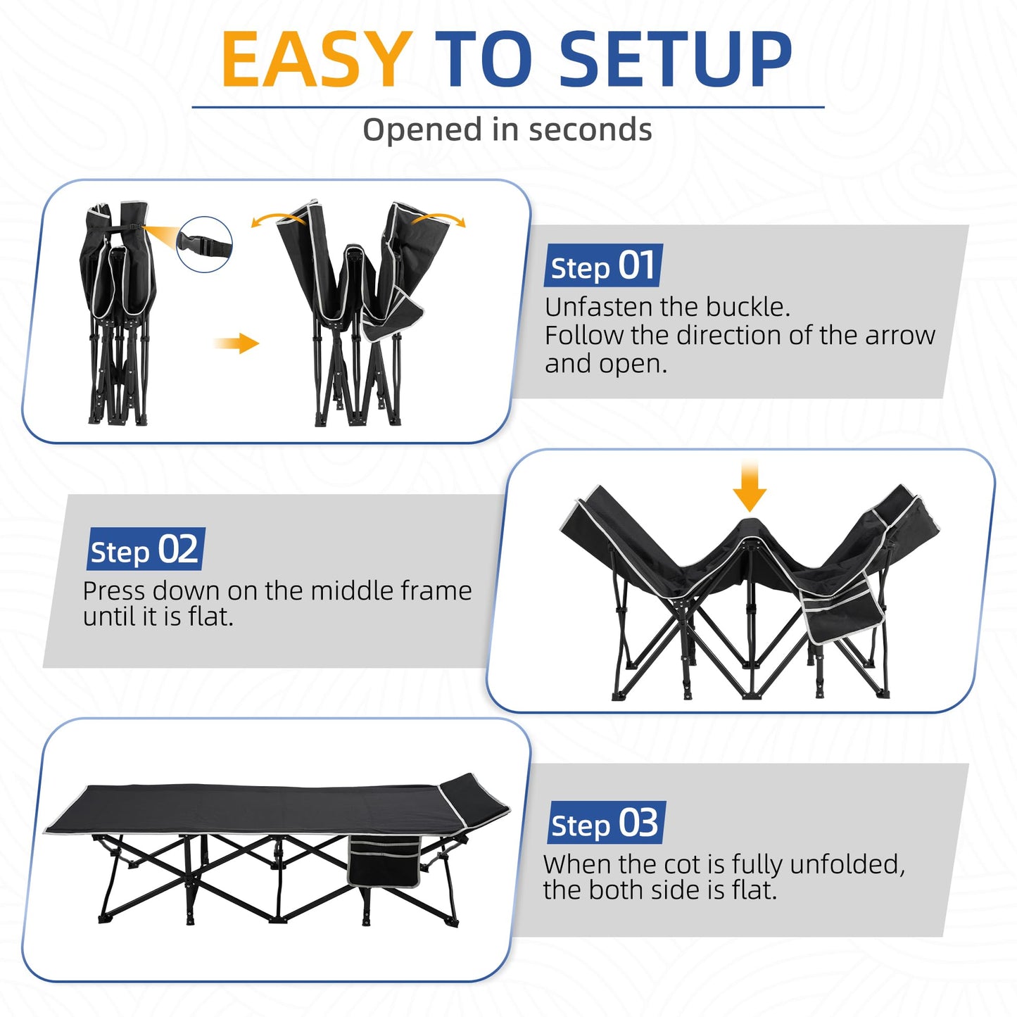 HABUTWAY Camping Cot with Mattress, 32" Extra Wide Camping Cots for Adults, Sleeping Cot for Adults Holds Up to 600LBS, Cots for Sleeping, Camp, Rv, Beach, Patio, Office Naps(Black)