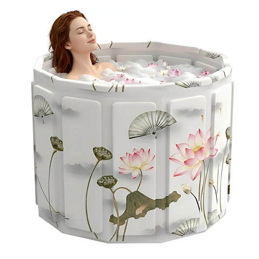 Portable Bathtub for Adult, Foldable Soaking Bathtub for Hot SPA&Ice Bath, Foldable Small Bathtub collapsible bathtub for Bathing, 6-layer Insulated portable tub,Space-Saving (black 41.3X26.6 IN)