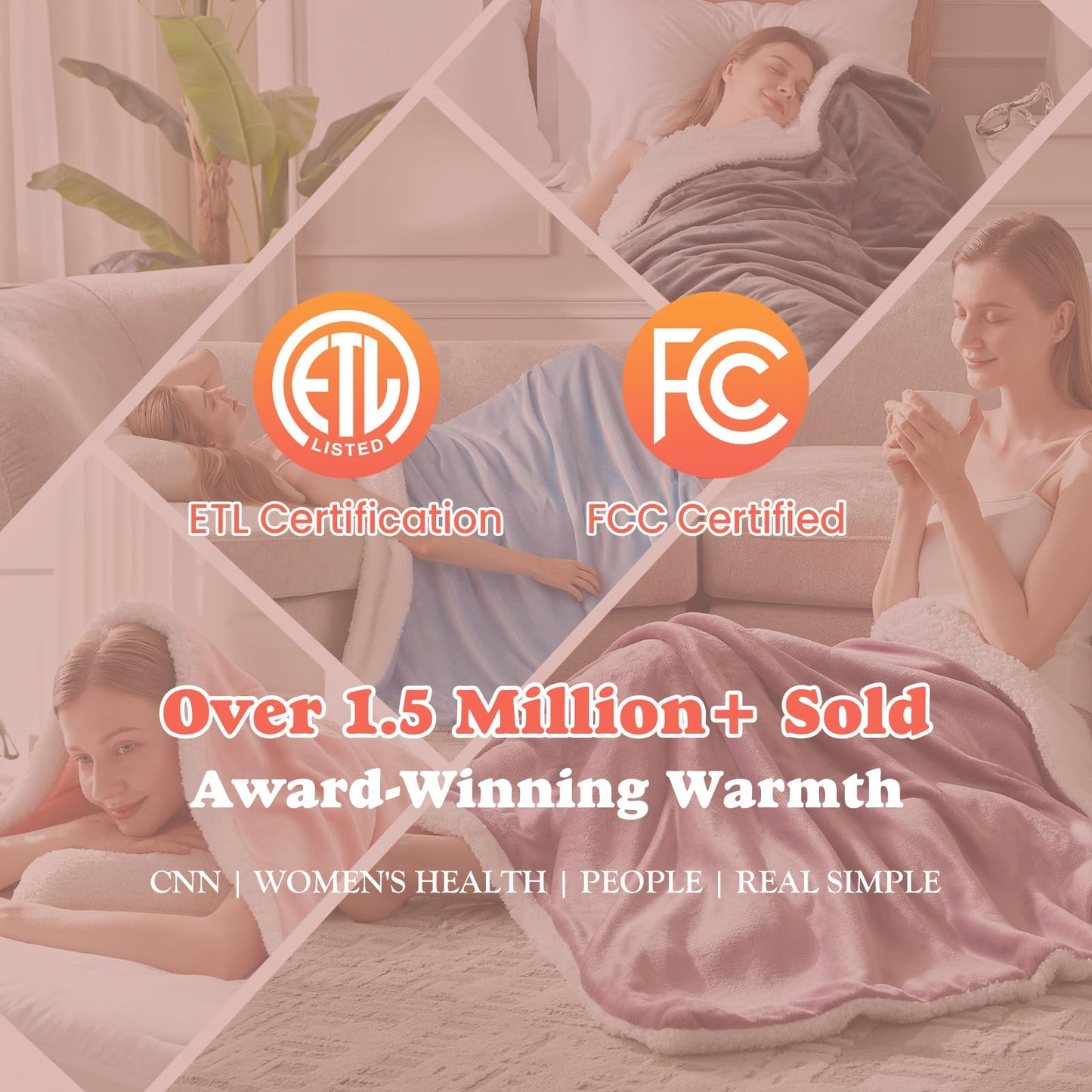 Heated Blanket Throw Size - Fast Warming with 6 Heat Settings & 4 Hours Auto-Off, Electric Throw Blanket for Couch, 50"x60", Grey