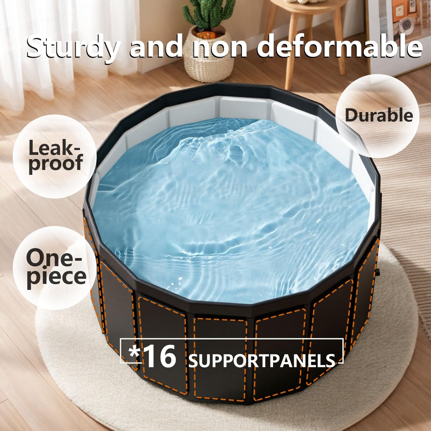 Portable Bathtub for Adult, Foldable Soaking Bathtub for Hot SPA&Ice Bath, Foldable Small Bathtub collapsible bathtub for Bathing, 6-layer Insulated portable tub,Space-Saving (black 41.3X26.6 IN)