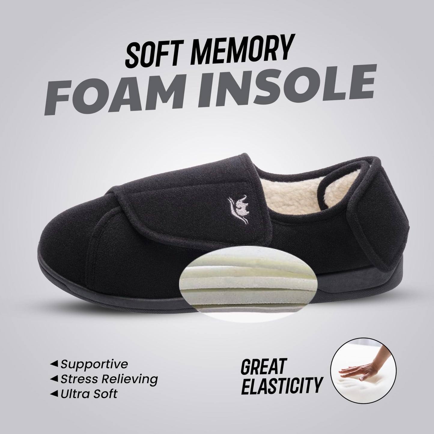 Mens Extra Wide Width Diabetic Slippers Memory Foam With Adjustable Soft Non-Slip Orthopedic House Shoes for Elderly Swollen Feet, Arthritis, Edema