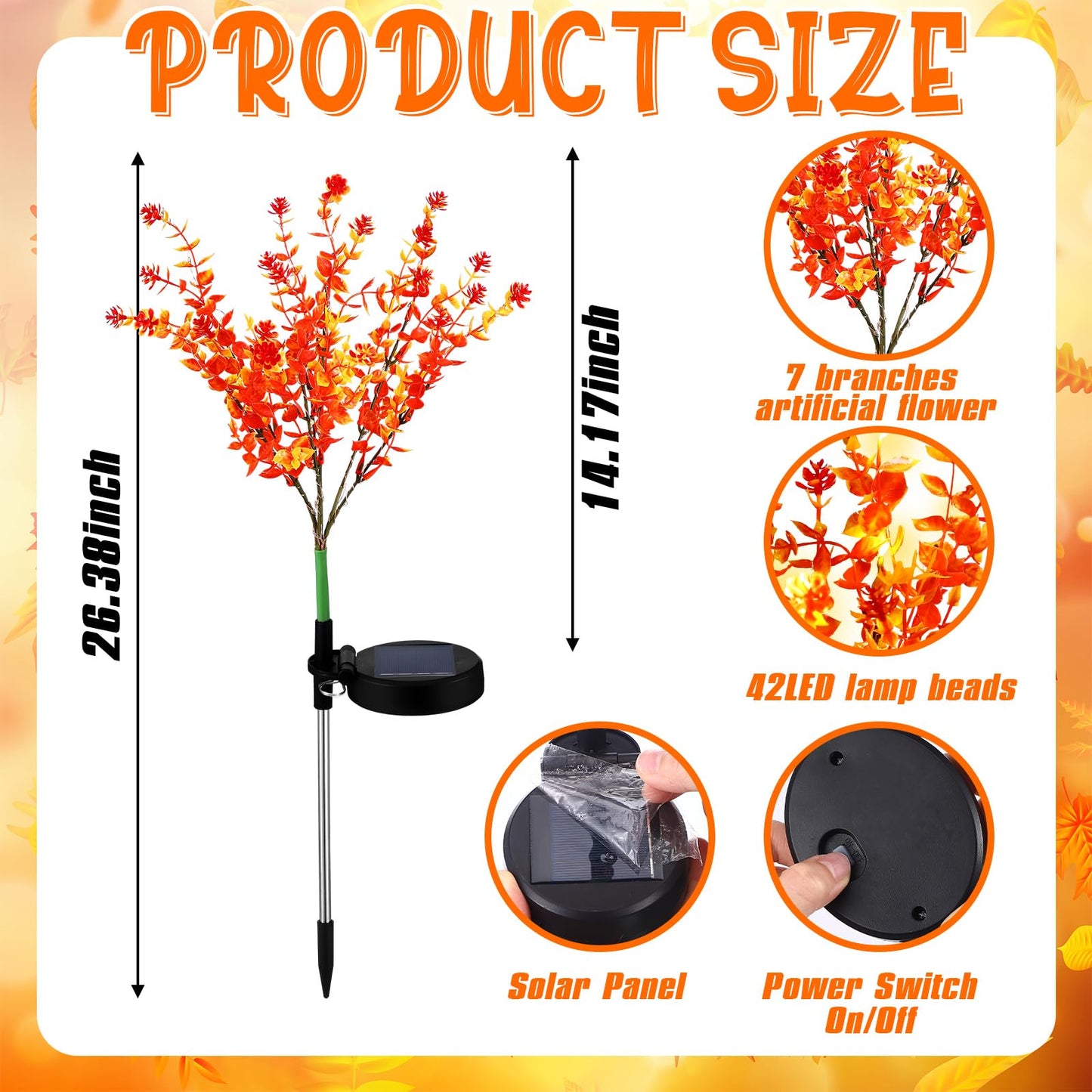 Glooglitter 2 Pack Solar Stake Lights Outdoor Decor Waterproof Mums Artificial Flowers Solar Lights for Outdoor Garden Yard Pathway Decor (Rose Red,Violet)