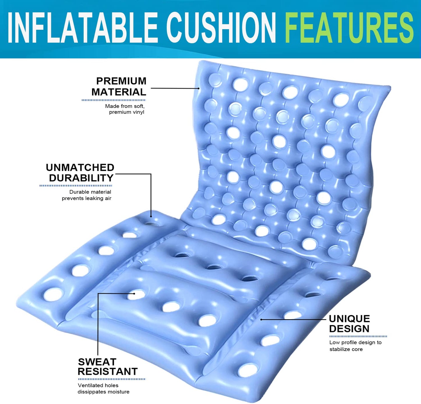 Inflatable Seat Cushions - Waffle Cushion for Pressure Sores - Bed Sore Cushions for Butt - Inflatable Seat Cushion for Travel - Pressure Sore Cushions for Sitting in Recliner