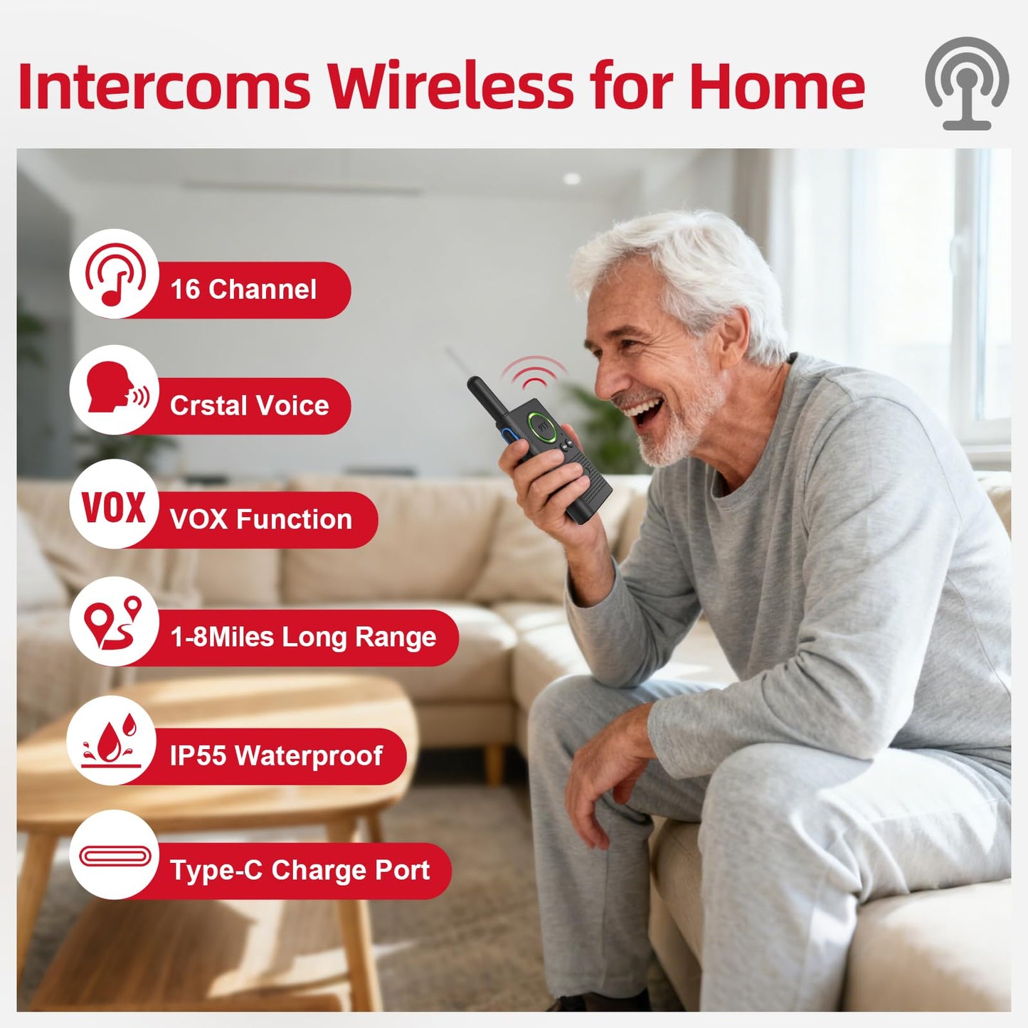 CallToU Wireless Caregiver Pager Smart Call System 2 SOS Call Buttons/Transmitters 2 Receivers Nurse Calling Alert Patient Help System for Home/Personal Attention Pager 500+Feet Plugin Receiver