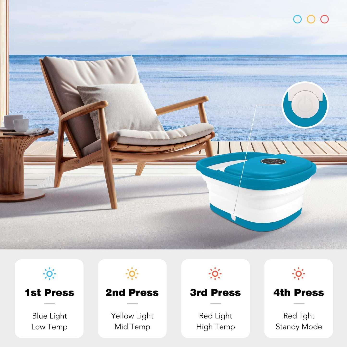 KNQZE Collapsible Foot Spa Bath with Heat & Remote Control, Bubble Massage, Temperature Control, Red Light, Timer, 16 Rollers & Pumice Stone for a Soothing Spa Experience