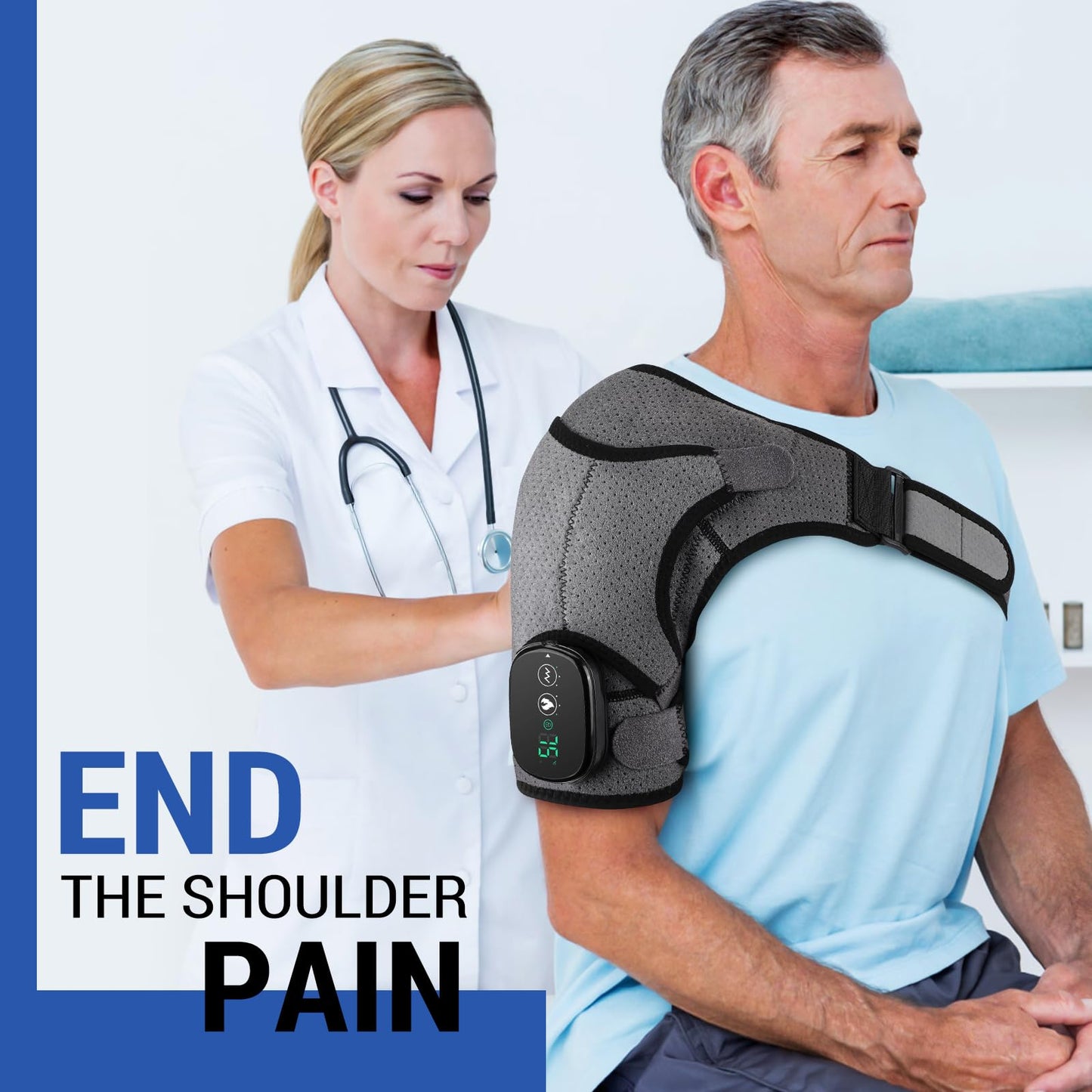 Heated Shoulder Wrap with Massage, Shoulder Heating Pad for Rotator Cuff Frozen Shoulder, Cordless Shoulder Heating Pads Shoulder Massager with Heat