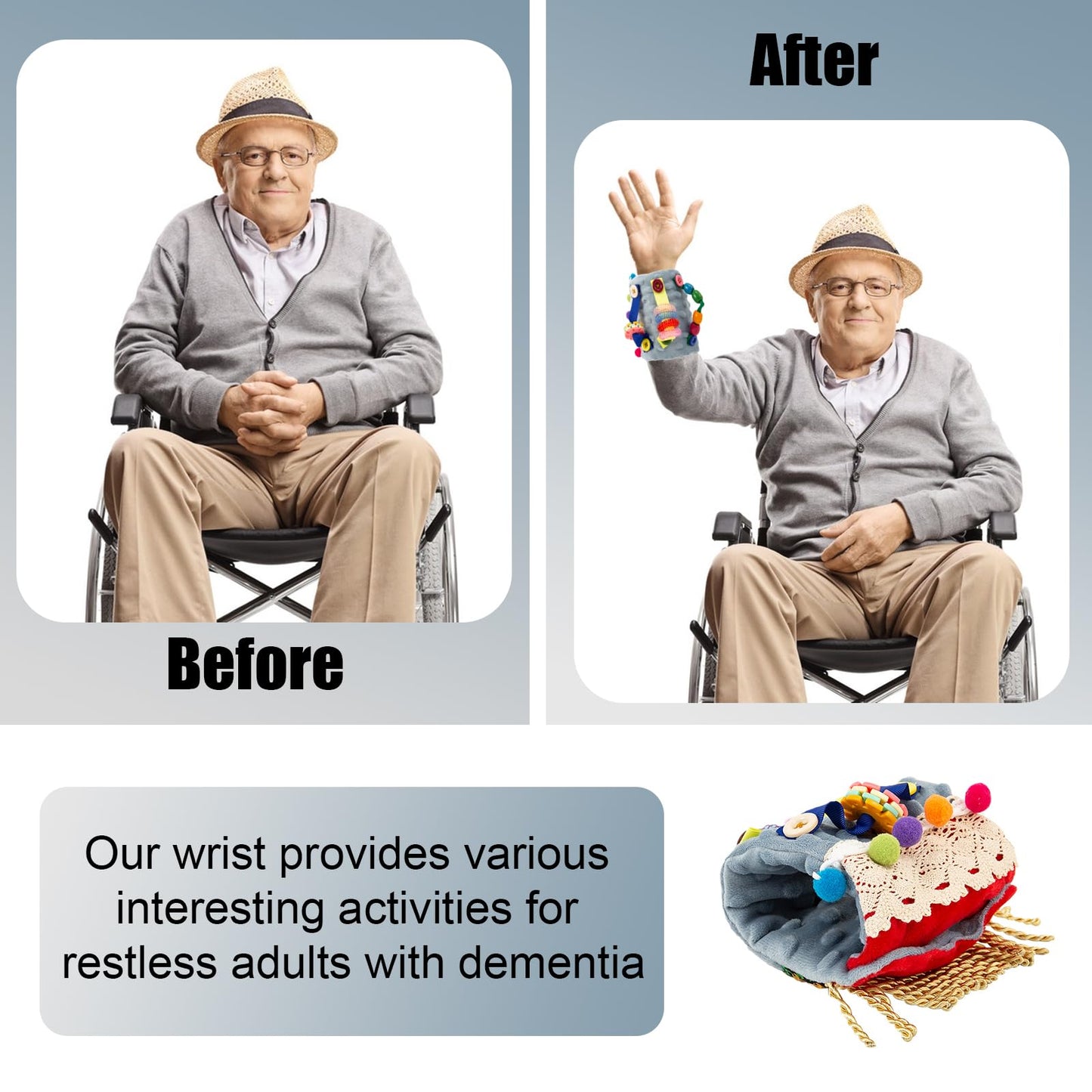 Sensory Blanket for Adults with Dementia, Dementia Activities for Seniors, Alzheimer's Products, Sensory Board with Buttons & Textures, Anxiety Relief Gifts for Elderly
